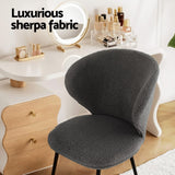 Darrahopens Furniture > Dining > Kitchen & Dining Chairs Artiss 2x Dining Chairs Sherpa Boucle Wing Back Grey