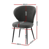 Darrahopens Furniture > Dining > Kitchen & Dining Chairs Artiss 2x Dining Chairs Sherpa Boucle Wing Back Grey