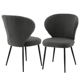 Darrahopens Furniture > Dining > Kitchen & Dining Chairs Artiss 2x Dining Chairs Sherpa Boucle Wing Back Grey