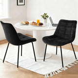 Darrahopens Furniture > Dining > Kitchen & Dining Chairs Artiss 2x Dining Chairs Velvet Tufted Kitchen Lounge Cafe Accent Chair Black