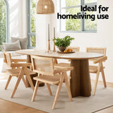 Darrahopens Furniture > Dining > Kitchen & Dining Chairs Artiss 2x Dining Chairs Wooden Rattan Seat Rubber Wood Frame