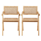Darrahopens Furniture > Dining > Kitchen & Dining Chairs Artiss 2x Dining Chairs Wooden Rattan Seat Rubber Wood Frame