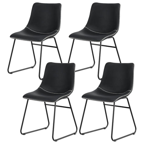 Darrahopens Furniture > Dining > Kitchen & Dining Chairs Artiss 4x Dining Chairs Retro PU Leather Kitchen Lounge Cafe Accent Chair Black