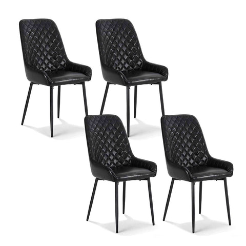 Darrahopens Furniture > Dining > Kitchen & Dining Chairs Artiss 4x Dining Chairs Retro PU Leather Kitchen Lounge Cafe Accent Chair Black