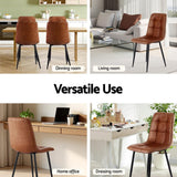 Darrahopens Furniture > Dining > Kitchen & Dining Chairs Artiss 4x Dining Chairs Retro PU Leather Kitchen Lounge Cafe Accent Chair Brown