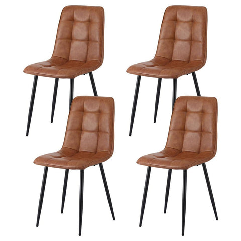 Darrahopens Furniture > Dining > Kitchen & Dining Chairs Artiss 4x Dining Chairs Retro PU Leather Kitchen Lounge Cafe Accent Chair Brown