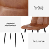 Darrahopens Furniture > Dining > Kitchen & Dining Chairs Artiss 4x Dining Chairs Retro PU Leather Kitchen Lounge Cafe Accent Chair Brown