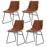 Darrahopens Furniture > Dining > Kitchen & Dining Chairs Artiss 4x Dining Chairs Retro PU Leather Kitchen Lounge Cafe Accent Chair Brown
