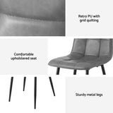 Darrahopens Furniture > Dining > Kitchen & Dining Chairs Artiss 4x Dining Chairs Retro PU Leather Kitchen Lounge Cafe Accent Chair Grey