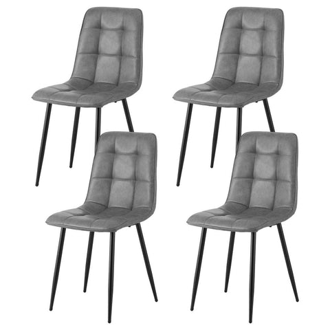 Darrahopens Furniture > Dining > Kitchen & Dining Chairs Artiss 4x Dining Chairs Retro PU Leather Kitchen Lounge Cafe Accent Chair Grey