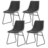 Darrahopens Furniture > Dining > Kitchen & Dining Chairs Artiss 4x Dining Chairs Retro PU Leather Kitchen Lounge Cafe Accent Chair Grey