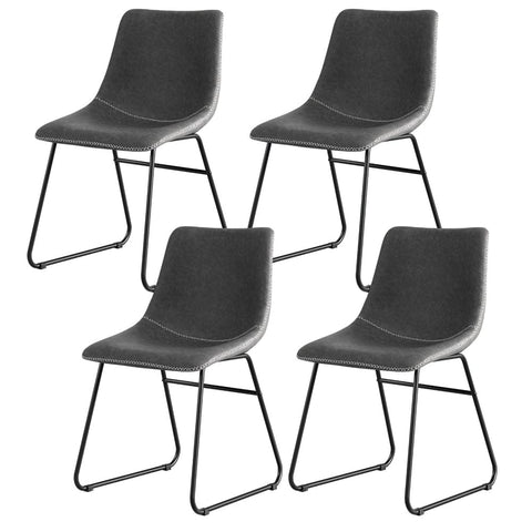 Darrahopens Furniture > Dining > Kitchen & Dining Chairs Artiss 4x Dining Chairs Retro PU Leather Kitchen Lounge Cafe Accent Chair Grey