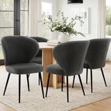 Darrahopens Furniture > Dining > Kitchen & Dining Chairs Artiss 4x Dining Chairs Sherpa Boucle Wing Back Grey
