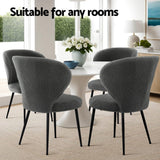 Darrahopens Furniture > Dining > Kitchen & Dining Chairs Artiss 4x Dining Chairs Sherpa Boucle Wing Back Grey