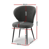 Darrahopens Furniture > Dining > Kitchen & Dining Chairs Artiss 4x Dining Chairs Sherpa Boucle Wing Back Grey