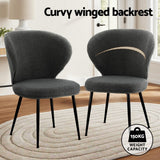 Darrahopens Furniture > Dining > Kitchen & Dining Chairs Artiss 4x Dining Chairs Sherpa Boucle Wing Back Grey