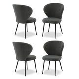 Darrahopens Furniture > Dining > Kitchen & Dining Chairs Artiss 4x Dining Chairs Sherpa Boucle Wing Back Grey