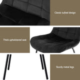 Darrahopens Furniture > Dining > Kitchen & Dining Chairs Artiss 4x Dining Chairs Velvet Tufted Kitchen Lounge Cafe Accent Chair Black