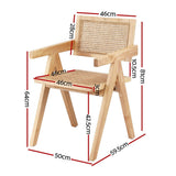 Darrahopens Furniture > Dining > Kitchen & Dining Chairs Artiss 4x Dining Chairs Wooden Rattan Seat Rubber Wood Frame