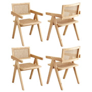 Darrahopens Furniture > Dining > Kitchen & Dining Chairs Artiss 4x Dining Chairs Wooden Rattan Seat Rubber Wood Frame