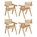 Darrahopens Furniture > Dining > Kitchen & Dining Chairs Artiss 4x Dining Chairs Wooden Rattan Seat Rubber Wood Frame