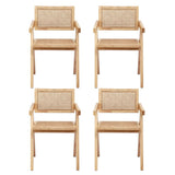 Darrahopens Furniture > Dining > Kitchen & Dining Chairs Artiss 4x Dining Chairs Wooden Rattan Seat Rubber Wood Frame