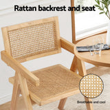 Darrahopens Furniture > Dining > Kitchen & Dining Chairs Artiss 4x Dining Chairs Wooden Rattan Seat Rubber Wood Frame
