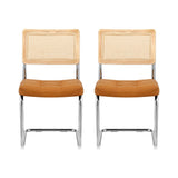 Darrahopens Furniture > Dining > Kitchen & Dining Chairs Artiss Dining Chairs Set of 2 PU Leather Rattan Cantilever Brown