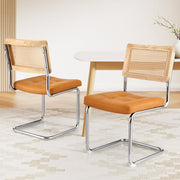 Darrahopens Furniture > Dining > Kitchen & Dining Chairs Artiss Dining Chairs Set of 2 PU Leather Rattan Cantilever Brown
