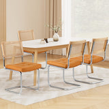 Darrahopens Furniture > Dining > Kitchen & Dining Chairs Artiss Dining Chairs Set of 4 PU Leather Rattan Cantilever Brown
