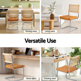Darrahopens Furniture > Dining > Kitchen & Dining Chairs Artiss Dining Chairs Set of 4 PU Leather Rattan Cantilever Brown