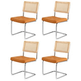 Darrahopens Furniture > Dining > Kitchen & Dining Chairs Artiss Dining Chairs Set of 4 PU Leather Rattan Cantilever Brown