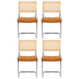 Darrahopens Furniture > Dining > Kitchen & Dining Chairs Artiss Dining Chairs Set of 4 PU Leather Rattan Cantilever Brown