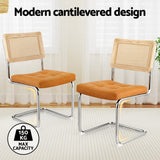 Darrahopens Furniture > Dining > Kitchen & Dining Chairs Artiss Dining Chairs Set of 4 PU Leather Rattan Cantilever Brown
