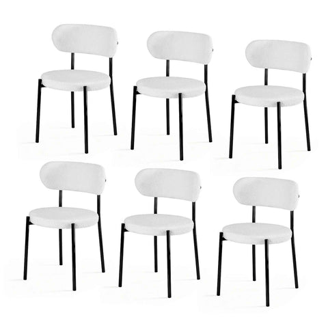 Darrahopens Furniture > Dining > Kitchen & Dining Chairs Artiss Dining Chairs Set of 6 Sherpa Boucle White