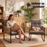 Darrahopens Furniture > Dining > Kitchen & Dining Chairs Gardeon 2PC Outdoor Dining Chair Wicker Patio Armchair Cushion Garden Furniture In Australia - Darrahopens