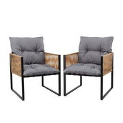 Darrahopens Furniture > Dining > Kitchen & Dining Chairs Gardeon 2PC Outdoor Dining Chair Wicker Patio Armchair Cushion Garden Furniture In Australia - Darrahopens