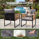 Darrahopens Furniture > Dining > Kitchen & Dining Chairs Gardeon 2PC Outdoor Dining Chair Wicker Patio Armchair Cushion Garden Furniture In Australia - Darrahopens