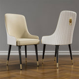 Darrahopens Furniture > Dining > Kitchen & Dining Chairs High-End Dining Chairs Set of 2 Faux Leather Upholstered Kitchen Chairs with Gold Lion Head