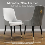 Darrahopens Furniture > Dining > Kitchen & Dining Chairs High-End Grey Dining Chairs Set of 2 Faux Leather Upholstered Kitchen Chairs with Gold Lion Head