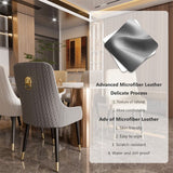 Darrahopens Furniture > Dining > Kitchen & Dining Chairs High-End Grey Dining Chairs Set of 2 Faux Leather Upholstered Kitchen Chairs with Gold Lion Head