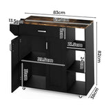 Darrahopens Furniture > Dining > Kitchen & Dining Chairs Kitchen Island Cart on Wheels with Charging Station, Black, 83x38x82cm In Australia - Darrahopens