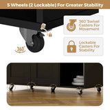 Darrahopens Furniture > Dining > Kitchen & Dining Chairs Kitchen Island Cart on Wheels with Charging Station, Black, 83x38x82cm In Australia - Darrahopens