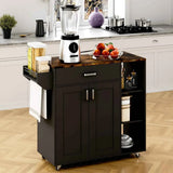 Darrahopens Furniture > Dining > Kitchen & Dining Chairs Kitchen Island Cart on Wheels with Charging Station, Black, 83x38x82cm In Australia - Darrahopens