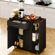 Darrahopens Furniture > Dining > Kitchen & Dining Chairs Kitchen Island Cart on Wheels with Charging Station, Black, 83x38x82cm In Australia - Darrahopens