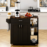 Darrahopens Furniture > Dining > Kitchen & Dining Chairs Kitchen Island Cart on Wheels with Charging Station, Black, 83x38x82cm In Australia - Darrahopens