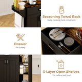 Darrahopens Furniture > Dining > Kitchen & Dining Chairs Kitchen Island Cart on Wheels with Charging Station, Black, 83x38x82cm In Australia - Darrahopens