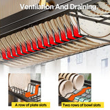 Darrahopens Furniture > Dining > Kitchen & Dining Chairs Over The Sink Dish Drying Rack Carbon Steel Dish Drainer Drying Rack 85cm Long Sink Caddy with Door and Multiple Utensils Holders Large Capacity