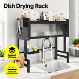 Darrahopens Furniture > Dining > Kitchen & Dining Chairs Over The Sink Dish Drying Rack Carbon Steel Dish Drainer Drying Rack 85cm Long Sink Caddy with Door and Multiple Utensils Holders Large Capacity