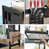 Darrahopens Furniture > Dining > Kitchen & Dining Chairs Over The Sink Dish Drying Rack Carbon Steel Dish Drainer Drying Rack 85cm Long Sink Caddy with Door and Multiple Utensils Holders Large Capacity